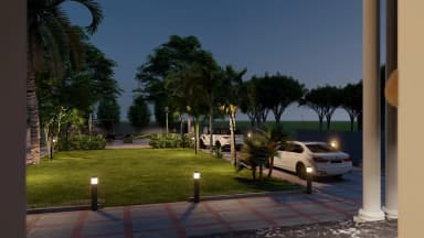 The Gagangriha Villa landscaped gardens
